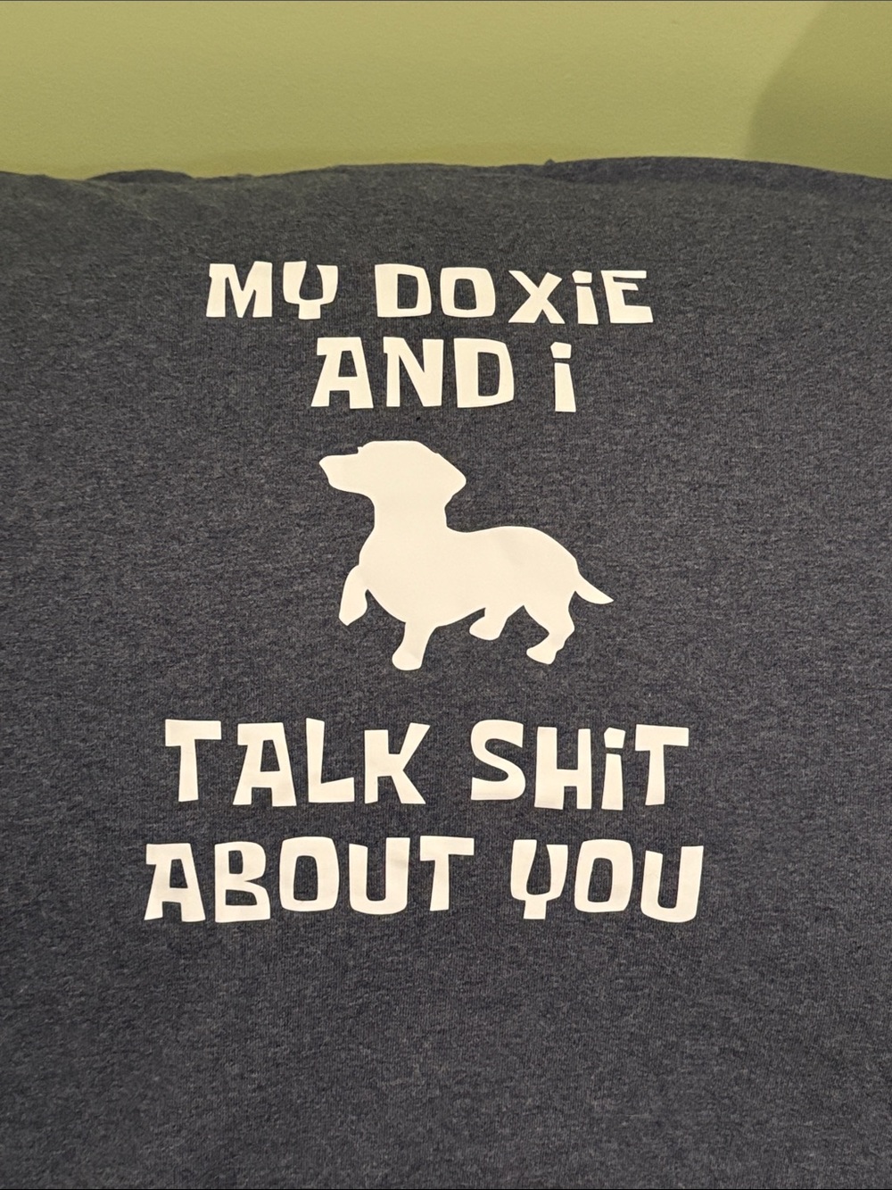 “My Doxie and I Talk Shit About You” Dachshund T-Shirt Gildan Dark Gray Medium